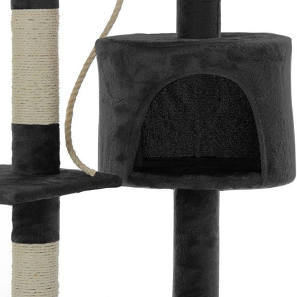 CARLA HOME 140cm Cat Tree for Indoor Cats with Plush Perch, Sisal Scratching Posts & Condo for Kittens & Adult Cats (Dark Grey)-2050057517471502342
