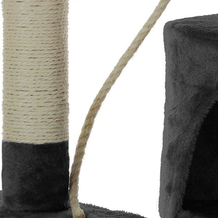 CARLA HOME 140cm Cat Tree for Indoor Cats with Plush Perch, Sisal Scratching Posts & Condo for Kittens & Adult Cats (Dark Grey)-2050057517471502344
