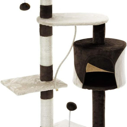 CARLA HOME 140cm Cat Tree for Indoor Cats with Plush Perch, Sisal Scratching Posts & Condo for Kittens & Adult Cats (Beige)-2050057517681217545