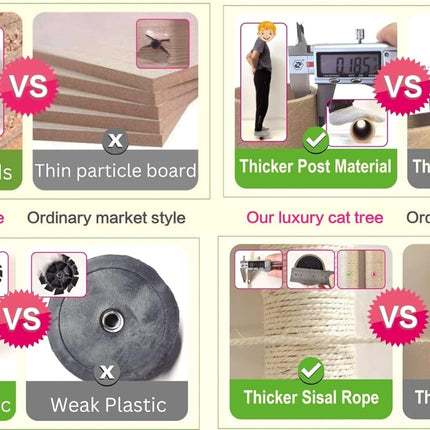 CARLA HOME 180cm Cat Tree Tower for Indoor Cats with Dual Condos, Plush Perches, Sisal Scratching Posts & Ramps for Kittens & Adult Cats (Black)-2050057518109036552