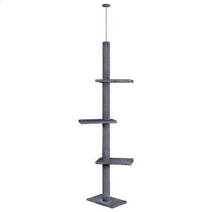 CARLA HOME Floor to Ceiling Cat Tree Tower  with Adjustable Height 230-286cm for Indoor Cats (Grey)-2050057518977257481