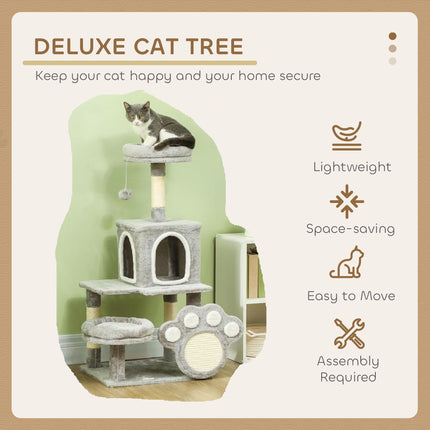CARLA HOME Large Cat Tree Tower for Indoor Cats with Plush Perch, Cat Condo, Natural Sisal Scratching Posts, Hanging Ball & Paw Scratcher-2050057520038416387