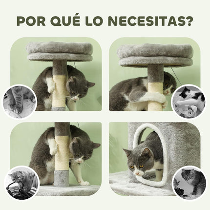 CARLA HOME Large Cat Tree Tower for Indoor Cats with Plush Perch, Cat Condo, Natural Sisal Scratching Posts, Hanging Ball & Paw Scratcher-2050057520038416393