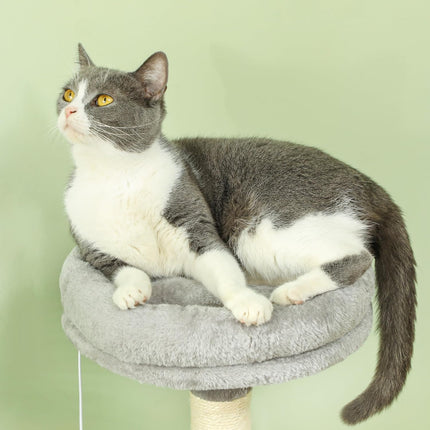 CARLA HOME Large Cat Tree Tower for Indoor Cats with Plush Perch, Cat Condo, Natural Sisal Scratching Posts, Hanging Ball & Paw Scratcher-2050057520038416388