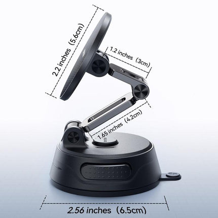 Foldable Magnetic Car Holder – Suction Cup Base, Black
