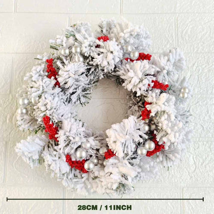Christmas Snowy Red Berry Wreath Candle Ring Table Centrepiece