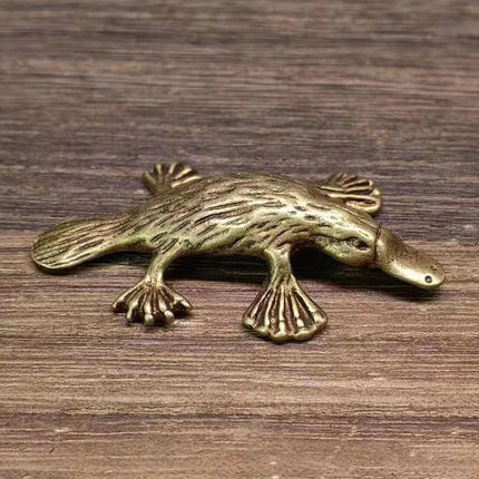 2X Brass Platypus Tea Pet Figurine Statue for Home Desktop Decor