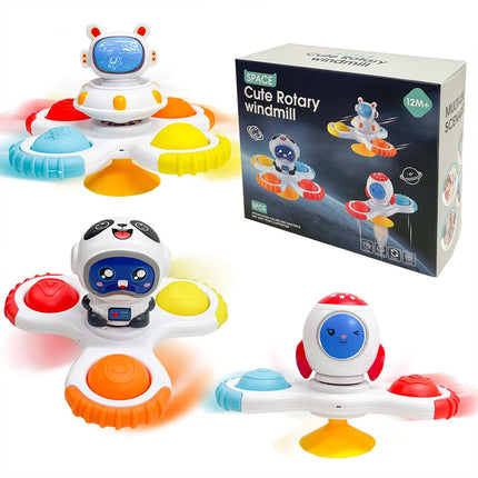 Fidget Spinner Space Toy Set 3pcs – Suction Cup Bath Fun Play