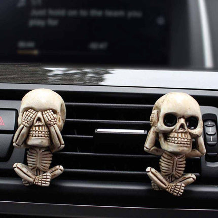 Gothic Skull Vent Clip Freshener – Refillable Resin Diffuser with Scent Pods for Auto