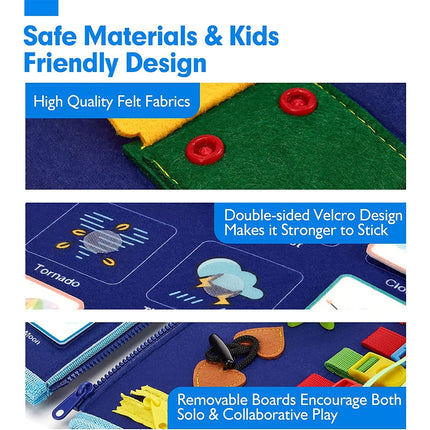 Blue Toddler Montessori Busy Board – Sensory & Intelligence Learning Toy