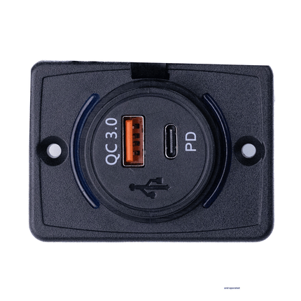 Flush Mount USB-C Charger for RV - 12V/24V PD QC Fast Wall Outlet for Caravan, Marine Boat