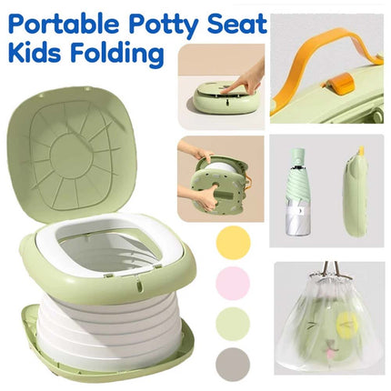 Foldable Kids Travel Potty Seat – Portable Training Toilet for Camping & Travel, Green