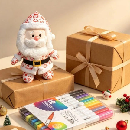 DIY Paintable Santa Claus Plush Toy Blank for Christmas Crafts