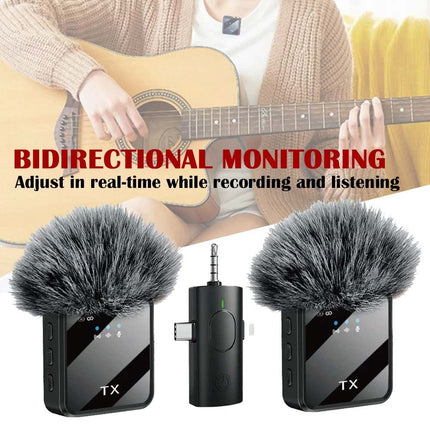 Dual Wireless Lavalier Microphone Plug-Play Lapel Mic for Phone Recording Vlogging