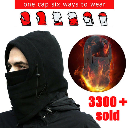 Winter Ski Warm Hood, Double Layer Thick Fleece Windproof Cap