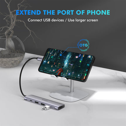 5-in-1 USB-C Hub HDMI 3xUSB-A PD Power Converter Adapter