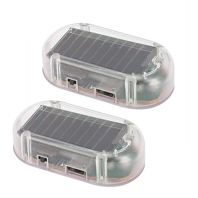 2-Pack Solar-Powered Dummy Alarm LED Flashing Lights - Car Anti-Theft Security & Night Warning Blinker