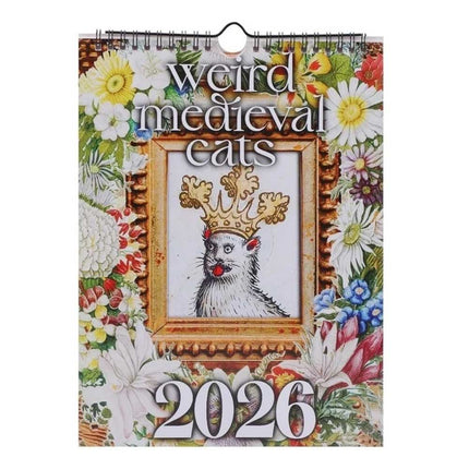 Weird Medieval Cats 2026 Monthly Wall Calendar Planner Art Gag Gift