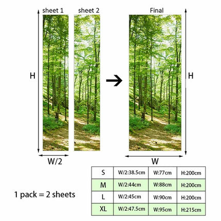 3D Landscape Door Sticker Removable Adhesive Wallpaper for Home Decor