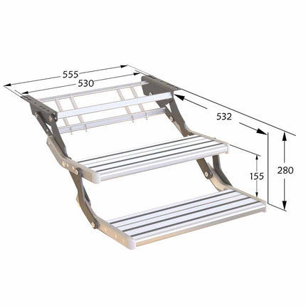 Double Retractable Caravan Step with LED Lights - Aluminium Alloy RV, Motorhome Entry Steps