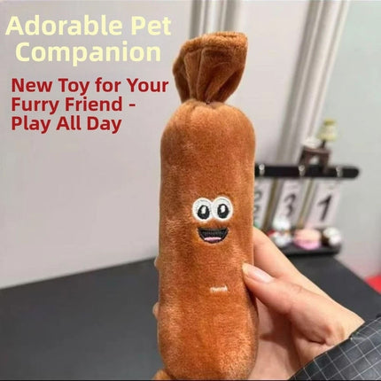 Cute Plush Sausage Squeaky Dog Toy Bite-Resistant Pet Chew Sound Toy