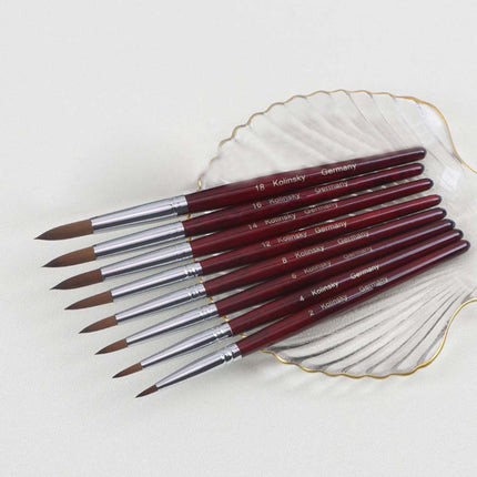 Crystal Pink Metal Handle Acrylic Nail Brush Set – 9PCS Kolinsky Sable Hair for Acrylic Liquid & Powder