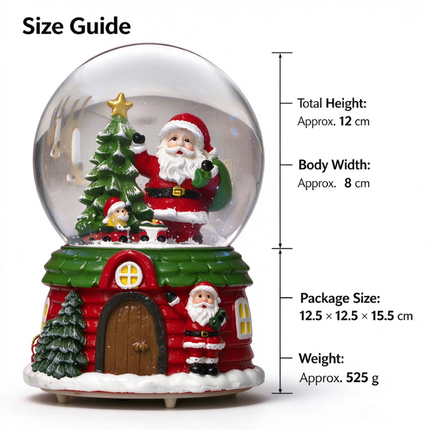 12cm Musical Snow Globe Christmas Tree Santa House Tabletop Xmas Decor