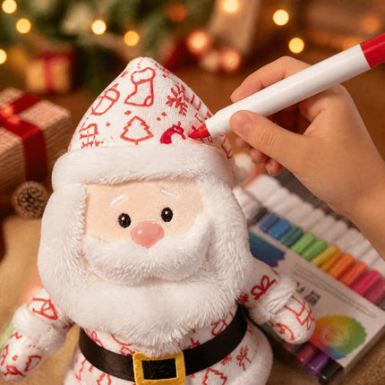 DIY Paintable Santa Claus Plush Toy Blank for Christmas Crafts