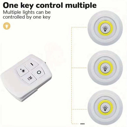 3Pcs Remote LED Push Lights Under Cabinet Dimmable Timer Battery Operated