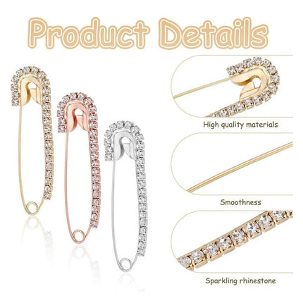 12Pcs Crystal Rhinestone Modesty Pins, Bling Brooch Pin for Clothes & Décor