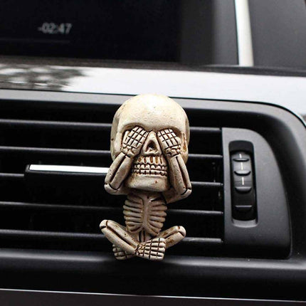 Gothic Skull Vent Clip Freshener – Refillable Resin Diffuser with Scent Pods for Auto