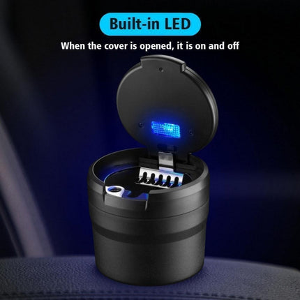LED Auto Car Ashtray with Self-Extinguishing Lid | Sealed Smokeless Ash Holder Cup | 12V Lighter Power