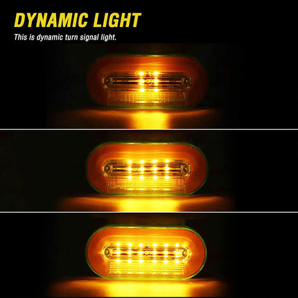 4X 24V Dynamic Yellow LED Side Marker Lights for Trucks, Trailers, Lorries, Vans, and Buses