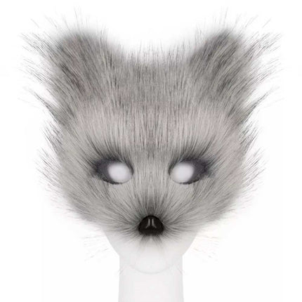 Furry Cat Fox Mask Set for Christmas Party – Costume with Tail & Paws