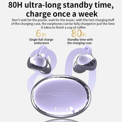 Wireless Clip-On Earbuds Bluetooth 5.3 Open Ear Headphones Sports Earhooks Comfortable Fit for Android iPhone