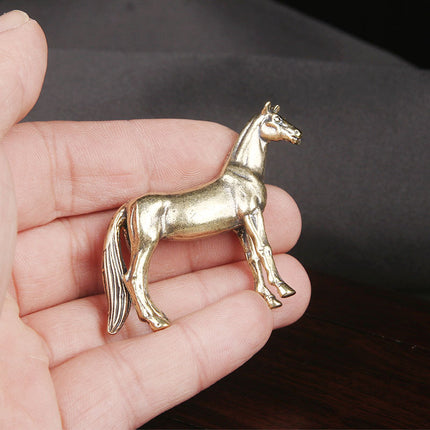Solid Brass Horse Steed Statue Year of Horse Figurine Tea Pet Home Decor