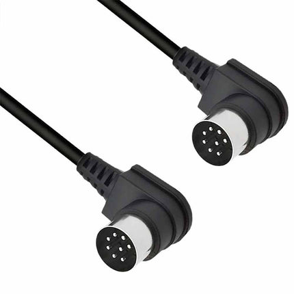 Dual 90° Large 8-Pin DIN Plug to Male Speaker Audio Cable - 1M