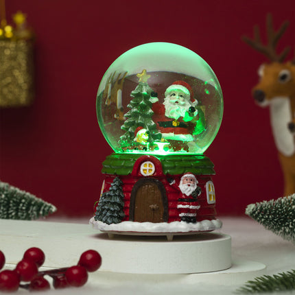 12cm Musical Snow Globe Christmas Tree Santa House Tabletop Xmas Decor