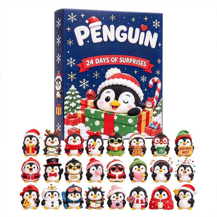 Christmas Countdown 3D Penguin Animal Figures Decor 24 Days