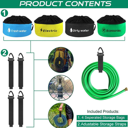 Hose & Cord Storage Bag for Camping & RV | All-in-One for Water Hose & Cables, Heavy-Duty Carry Case
