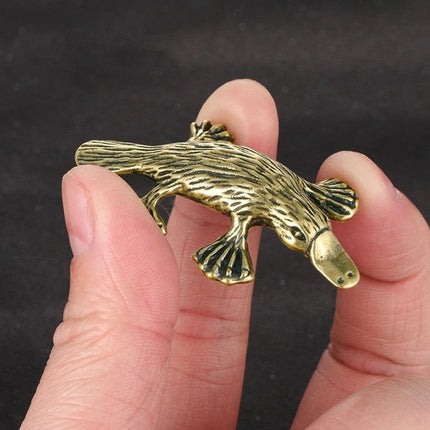 2X Brass Platypus Tea Pet Figurine Statue for Home Desktop Decor