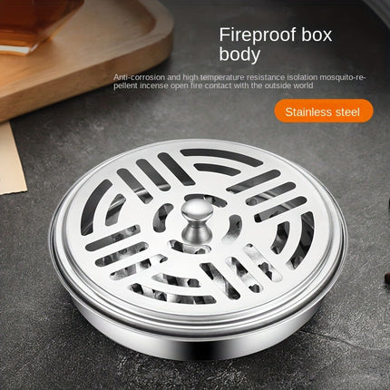 Stainless Steel Mosquito Coil Holder with Lid, Smokeless Repellent for Outdoor Anti Bug Fly