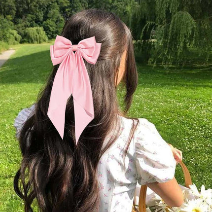 Large Satin Ribbon Bow Hair Clip for Women Girls Barrette