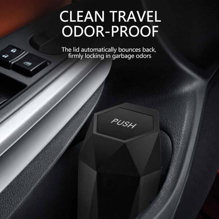 Mini Car Trash Can with Lid - Portable Auto Garbage Bin, Push-Button Lid & Leak-Proof Design
