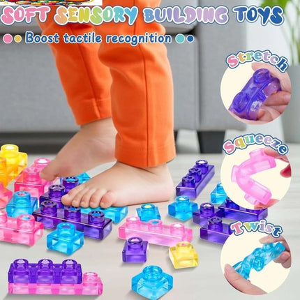 40Pcs Soft Sensory Building Blocks Jelly Blox Mega Pack Educational STEM Toy for Kids