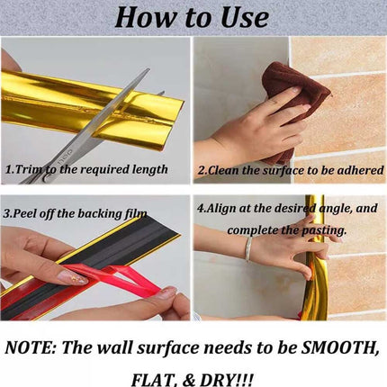 Self Adhesive Wall Edging Strip Flexible Corner Angle Trim for Living Room & Kitchen