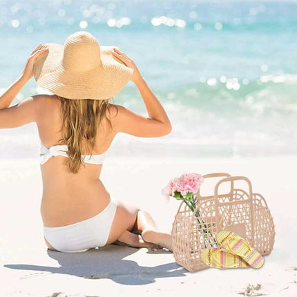 Reusable Jelly Tote Beach Bag Gift Basket for Girls Bright Purse