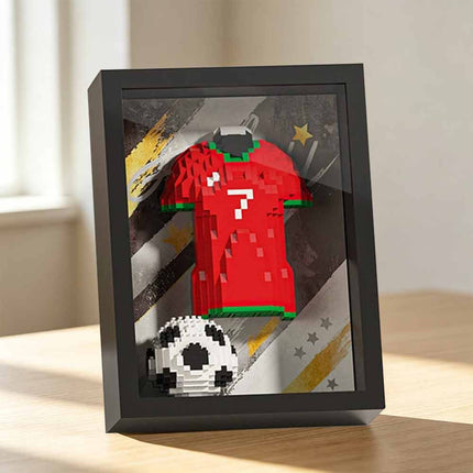 Football Shirt Brick 3D Display with Art Frame Wall Desk Gift for Fans