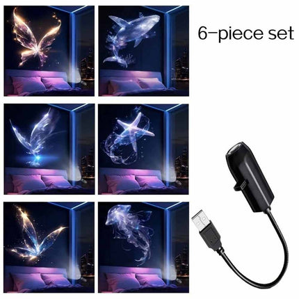 USB LED Projector Night Light 6 Patterns Whale Jellyfish Butterfly Kids Gift