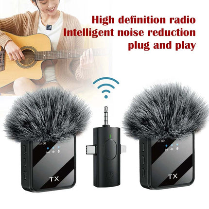 Dual Wireless Lavalier Microphone Plug-Play Lapel Mic for Phone Recording Vlogging